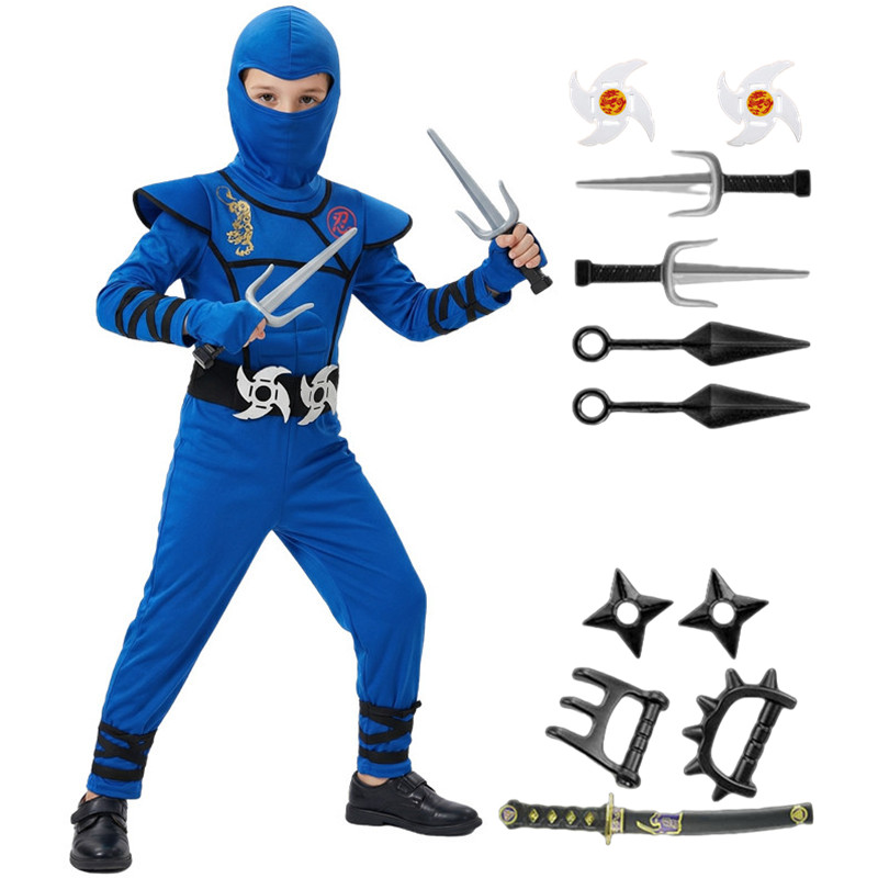Kids Outdoor Ninja Warrior Course - Black and Blue Ninja Costume for