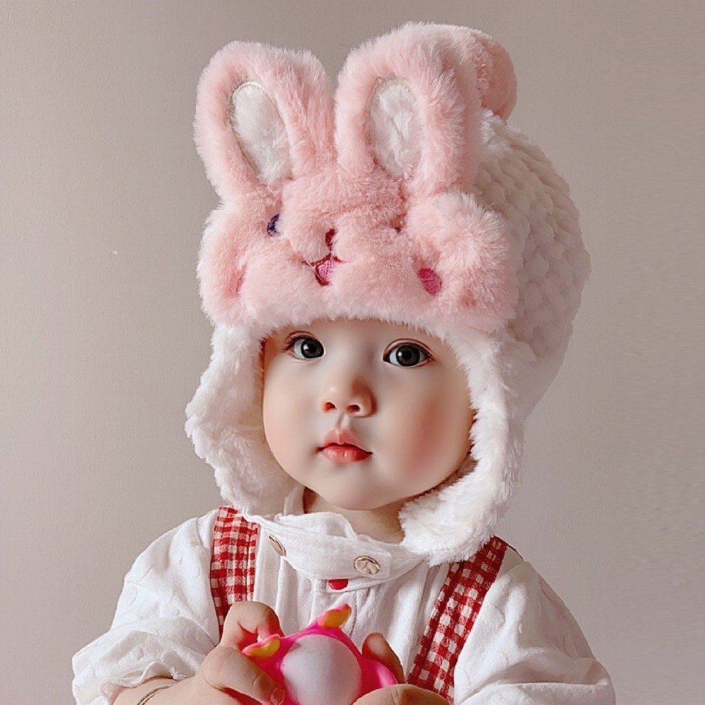 Kids Outdoor Gloves - Trendy Crochet Earflap Winter Baby Hats