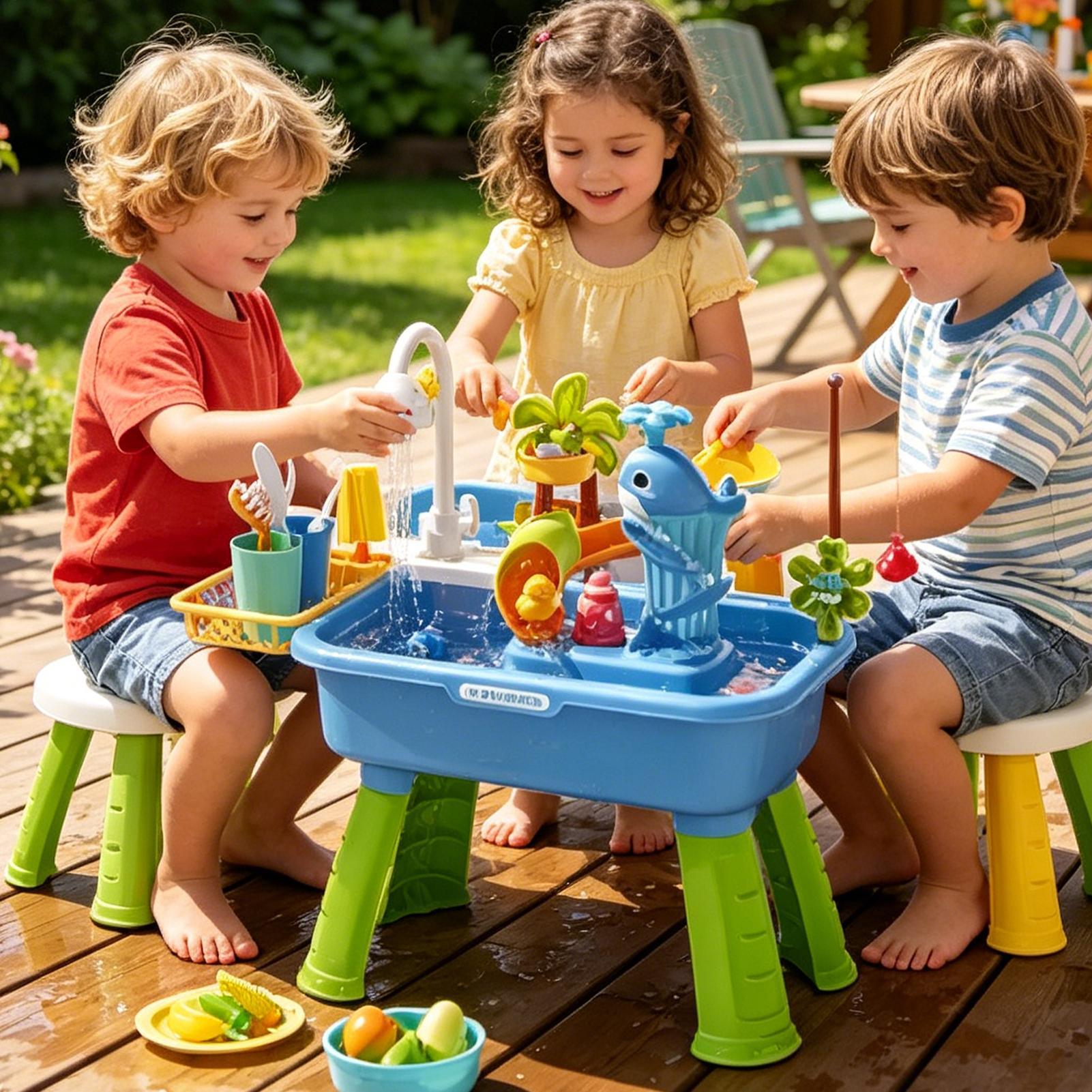 Toddler Water Table Kitchen Pl - Kids Outdoor Sensory Table recension och pris