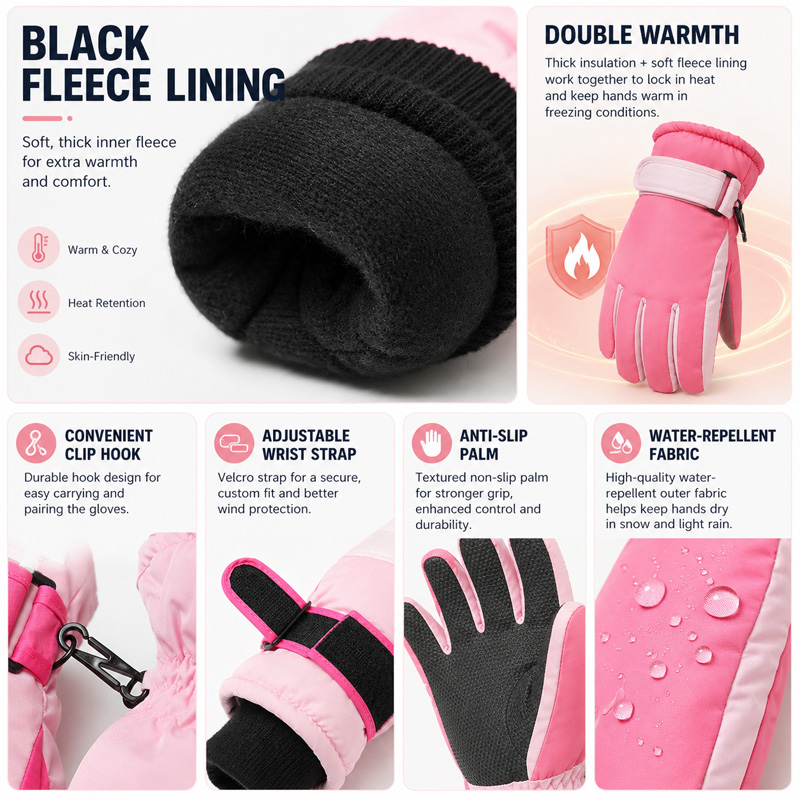 Kids Winter Ski Gloves Waterpr - Kids Outdoor Gloves recension och pris